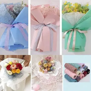 20x177 Inch Korean Lace Floral Packaging Paper Roll, Ideal for Bouquets, Birthday & Wedding Gifts, Perfect for Valentine's Day & Back to School