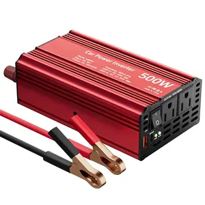 Car Vehicle Power Inverter 500W DC 12V To AC 110V Converter, With 2 AC Socket and 2 USB (PD45W and QC20W) Fast Charging, Vehicle Power Supply Car Plug Outlet for Road Trips and Camping, Without Battery