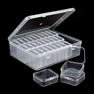 Transparent Plastic Storage Box, 30 Grid Small Square Case, Bead Accessories Organizer, Bead Storage Containers, Nail Jewelry Decorations Holder, Miscellaneous Set, Compartment