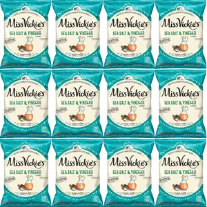 Miss Vickie's Sea Salt & Vinegar Kettle Cooked Potato Chips, 1.375 oz Bags, Pack of 12, Bundled by Shoppyway Snack Savory Crunchy Flavor Traditional