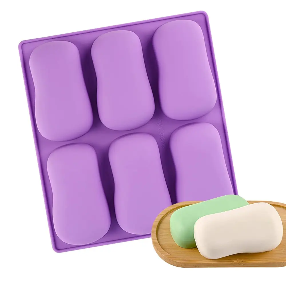 6-grid Silicone Soap Mold, 1 Count Oval Soap Making Mold, DIY Baking Mold for Home Kitchen, Soap Molds Silicone