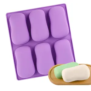 6-grid Silicone Soap Mold, 1 Count Oval Soap Making Mold, DIY Baking Mold for Home Kitchen