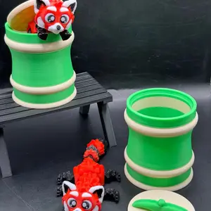 Red Panda With Bamboo Chute! Cute Fidget/Desk Toy/Gift