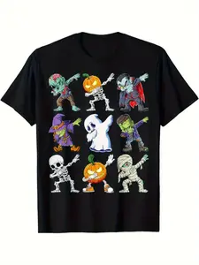 Dabbing Halloween Boys Skeleton Zombie Scary Pumpkin Mummy T-Shirt for The Youth, Soft Fabric, Breathable, Comfortable Short Sleeve Tees Perfect for Summer, Birthday Gift to Teens