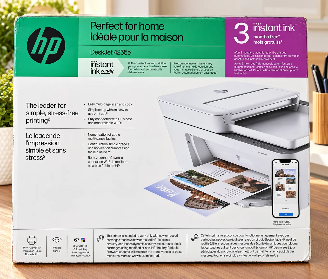 HP DeskJet 4255e Wireless All-in-One Printer Print Scan Copy New