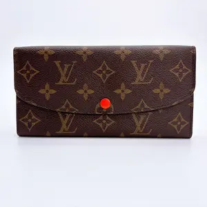 Pre-owned Louis Vuitton canvas Crossbody Bags Monogram Emilie Wallet Poppy