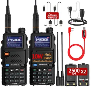 BAOFENG Radio 5RM 10W Ham Radio Long Range Handheld (Upgrade of UV-5R) Two Way Radio NOAA Weather Receiver Rechargeable Walkie Talkies with Programming Cable&Acoustic Tube Earpieces ，2Pack Audio Charging Audio Charging Audio Charging ham radio