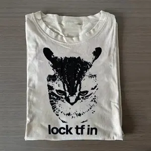 Lock Tf In Cat Meme T-Shirt, Focus Mindset Motivational Funny Cat Graphic Tee, Cat Meme, Lock In Mode, Hustle Mindset, Gym Motivation, Study Grind, Viral Meme, Minimal Design, Unisex Cotton Crewneck T-Shirt Menswear Womenswear Streetwear Top