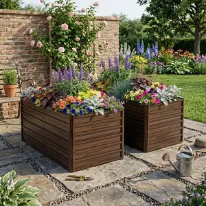 2-Pack 74.6"x35.4"x25" Raised Garden Bed Kit, Metal Elevated Planter Box, Open Drainage Base, 8 Reinforcing Rods, Rustproof Steel with Safety Edging – Easy Assembly for Vegetables, Flowers, Herbs