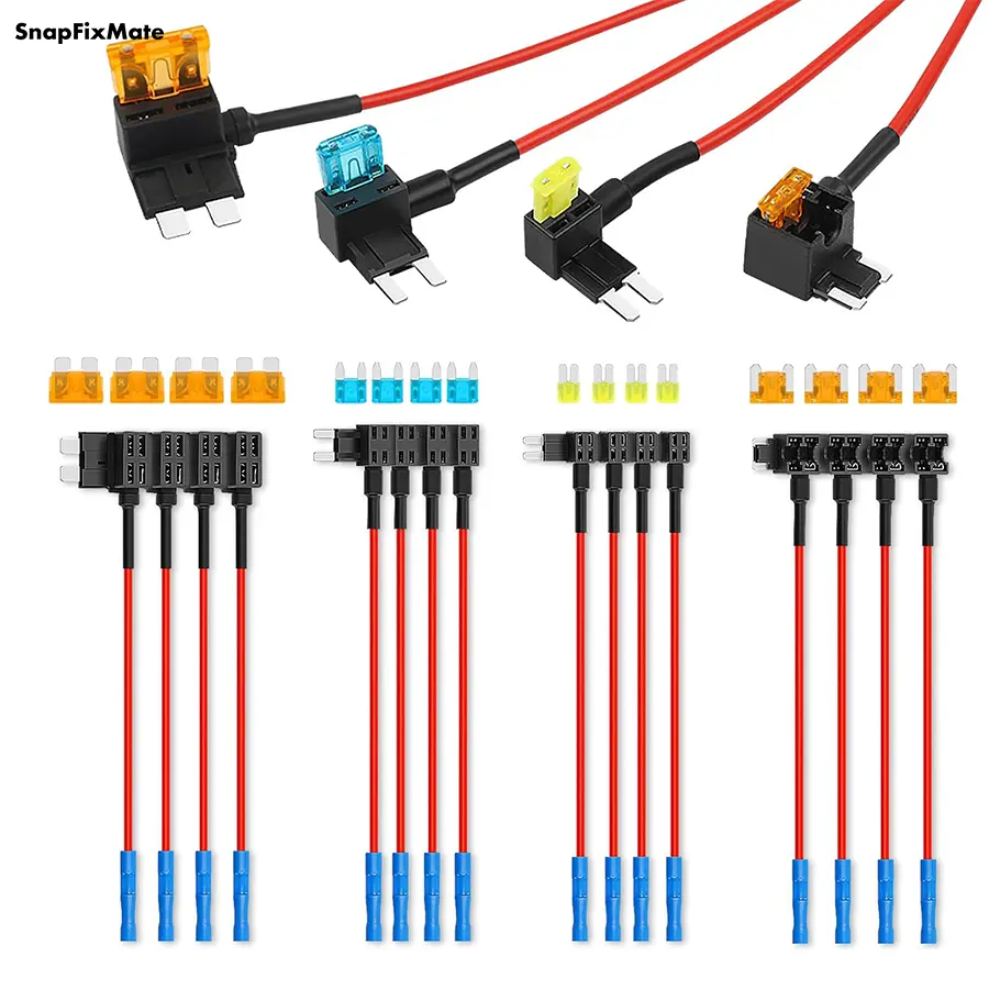 GJANSH 16 Pack 4 Types Fuse Tap, Upgraded 12V Car Add a Circuit Fuse Tap Kit - Standard Mini Micro2 and Low Profile Mini Fuses Taps, ATO ATC ATM APM Fuses Adapter Jumper for Cars Trucks Boats