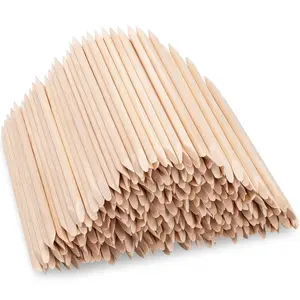 100pcs Nail Orange Wood Sticks – Double-Ended Cuticle Pushers, Multi-Functional Wooden Sticks for DIY Nail Art and Rhinestone Application, Bagged Set