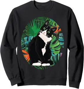 Hawaiian TShirt Tuxedo Cat Tropical Gift Animal Lovers Sweatshirt