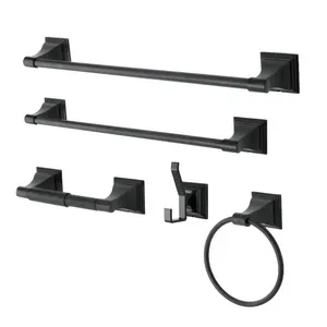 Kingston Brass  Water Onyx 5 Piece Bathroom Hardware Combo, Black
