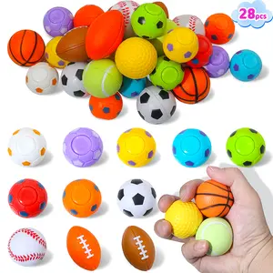 28Pcs Rotating Soccer Ball Fidget Spinners & PU Soccer Stress Balls, Mini Fidget Spinners, Small Soccer Balls, Soccer Party Favors, Goody Bag Stuffers, Classroom Rewards and Birthday Gifts for Kids