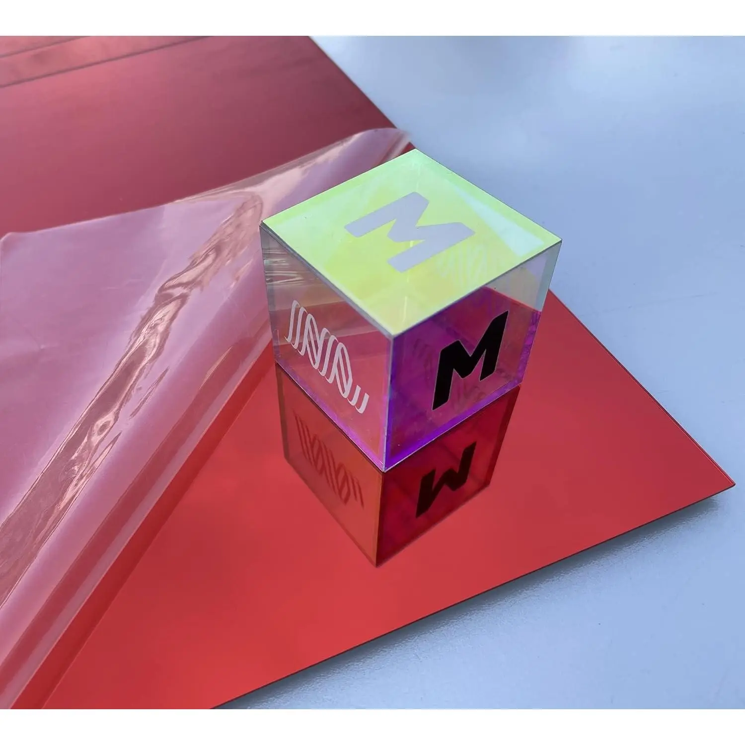 Set of 2 Acrylic Sheet 1/8" Red Mirror, Red Mirrored Acrylic Lucite Plexiglass Sheet (Actual Size 11.875" x 11.875") Decor Decorative