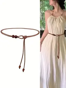 1pc Women's Fashion Adjustable Beaded Waist Belt, Slimming Cinch Belt, Stylish Belts, Trendy Belt, Perfect for Dresses Shirts Coats, Casual Daily Wear Formal Occasions