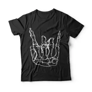 Rock Hand Shirt Skeleton Rocking It Heavy Metal Horns Tee Breathable Graphic Tee Peak Design Sweatshirt Hoodie