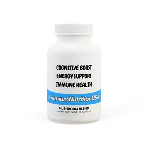 Premium Mushroom Blend Supplement - 60 Capsules for Cognitive Function & Energy Support Healthcare Edible