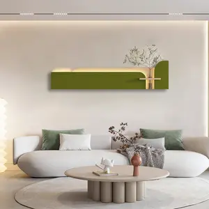 Minimalist green art wall decoration with remote control LED lights Room Poster