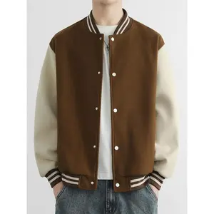 Men’s Blue & -Block Button-Up Varsity Jacket, Casual Fashion Design, Perfect for Sports & Daily Wear