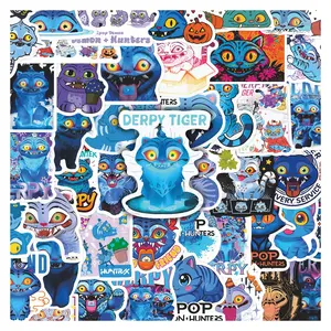 68Pcs Derpy Tiger Cool Cat Funny Stickers Pack, Waterproof Neon Blue Cheshire Cat & Pop Art Vinyl Decals for Laptop, Water Bottle, Journal & Scrapbook, Edgy Gift