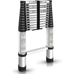 12.5FT / 3.8M  Telescopic Ladder Folding Step Inward Sliding Retraction Extension Multi-Use Non-Slip Collapsible
