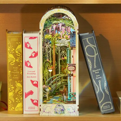 Tonecheer 3D Wooden DIY Book Nook Kit - Giverny Garden Themed Crafting Kit for Beginners and Experienced Crafters, All-Levels Hands-On Art-Engineering Project, Reading Corner Decor, 3D Wooden Puzzle, aa