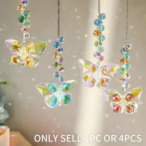 Crystal Butterfly Sunflower Hanging Decor, Window Decoration, Rainbow Maker Solar Catcher, Indoor Outdoor Garden Gift