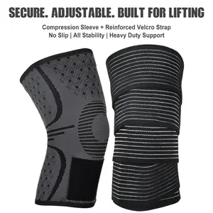 Arthritis Adjustable Compression Knee Support Sleeve – Includes Extra Elastic Adjustable Strap for Custom Fit & Enhanced Stability , Breathable - One Size / Black(M)