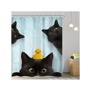 Cute Dogs Shower Curtain With Hooks, Funny Lovely Cartoon Animal Paw Print Bones Childish Puppy Pets For Girl Boy Bathroom Decor Fabric Polyester Waterproof