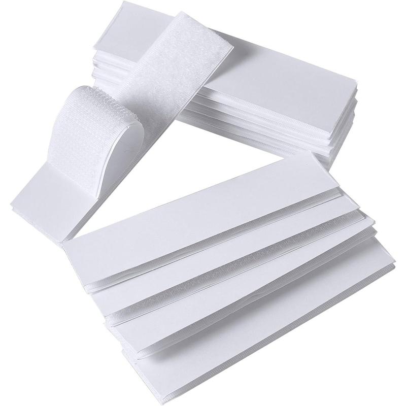 Hook and Loop Strips with Adhesive 1x4 inch Strips with Adhesive 10 Sets Strong Sticky Back Fasten Mounting Tape Instead of Holes and Screws for Home or Office Use(White)