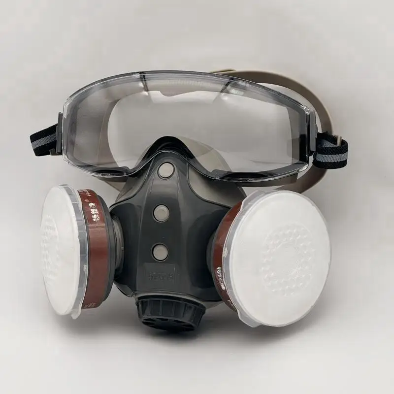 Reusable Half Face Mask with 2 Filter, 1 Count Half Face Mask Protector with Goggles, Industrial Mask, Painting Mask, Chemical Mask, Dust Mask, Safety