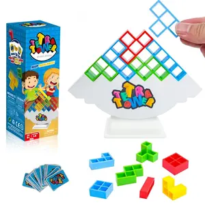 48 PCS Tetra Tower Game for Adult & Kids, Stack Attack Board Games for Family Travel Party, 2 Players Balance Stacking Toy, Team Toys Building Block