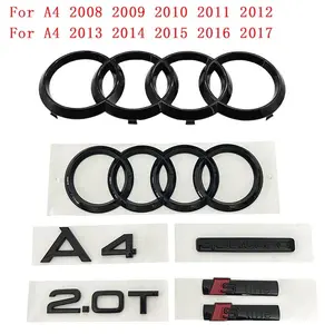 For Audi A4 2.0T 4Ring Logo 192mm 275mm ABS Car Hood Front Bonnet Grill Rear Trunk Quarrto S line Emblem Sticker Decal Accessory Car Accessories