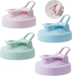 Wide-Mouth Mason Jar Pour Spout Lid - 4 Pack Colorful No Leak Mason Jar Pour Spout Lid with Flip Top, Easy to Use, No Dripping, Easy to Clean