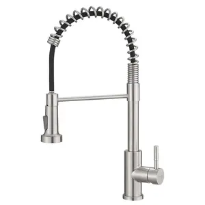 Kitchen Faucet with Pull-Down Sprayer, Single-Hole Sink Faucet, Suitable for Farmhouse Kitchens, RVs, Laundry Rooms, Outdoor Use, and Campers. Kitchen Sink Faucet, Brushed Nickel