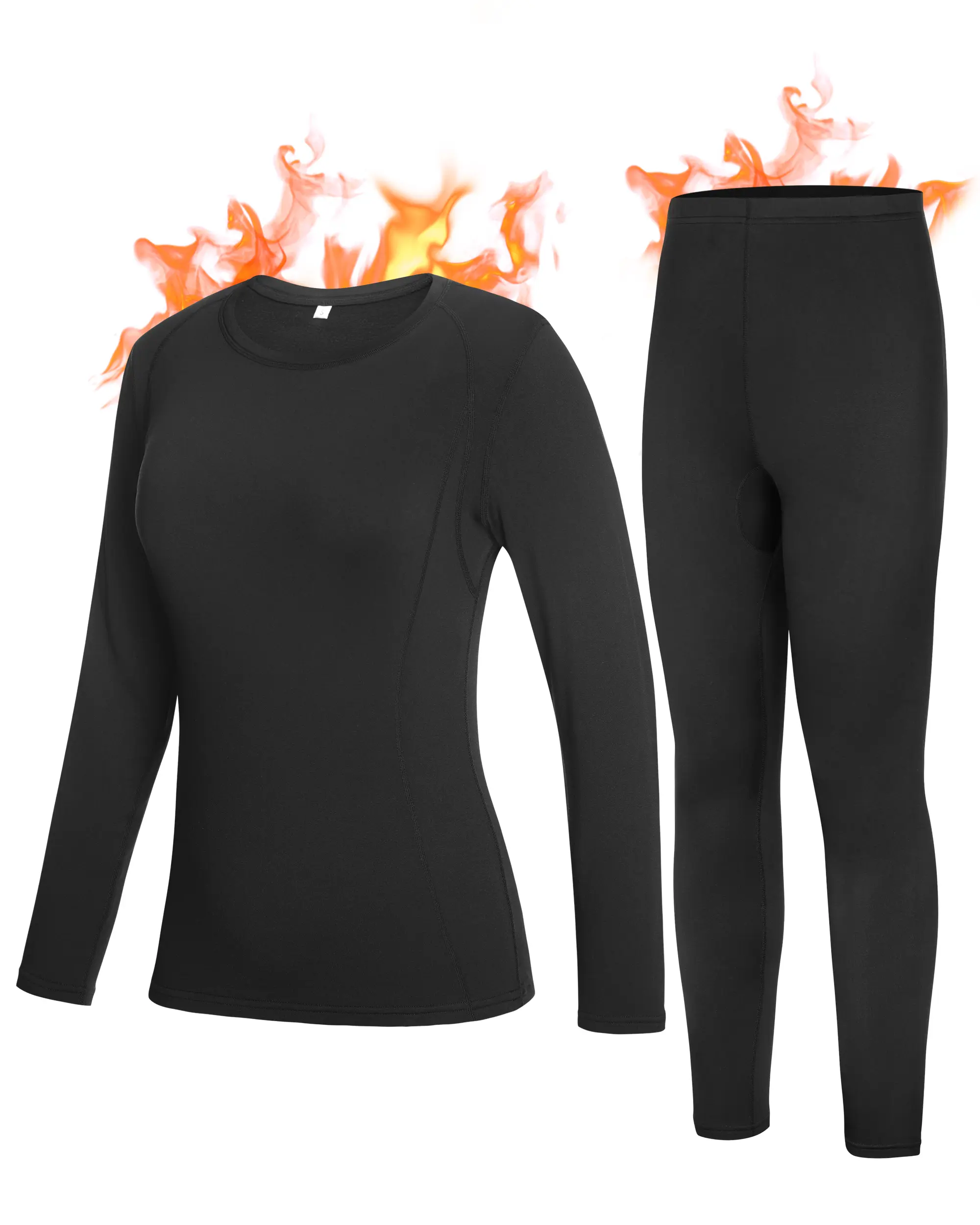 ROADBOX Women's Expandable Fleece Thermal Underwear Set - Ultra Soft, Moisture Wicking Fitted Sporty Chic Base Layer for Outdoor Running, Skiing, S-2XL Sizes, Ideal for Home Relaxing & Indoor Use