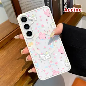 Magnetic Phone Case Compatible with Samsung Galaxy S26 S23 Ultra S24 Plus S25 Edge S22+ FE Cute Pet Pastel Dream Transparent Acrylic Scratch-resistant skin-friendly feel Smartphone Cover