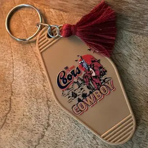 Coors Cowboy Motel Style Keychains with Red Tassel and Classic Logo Design