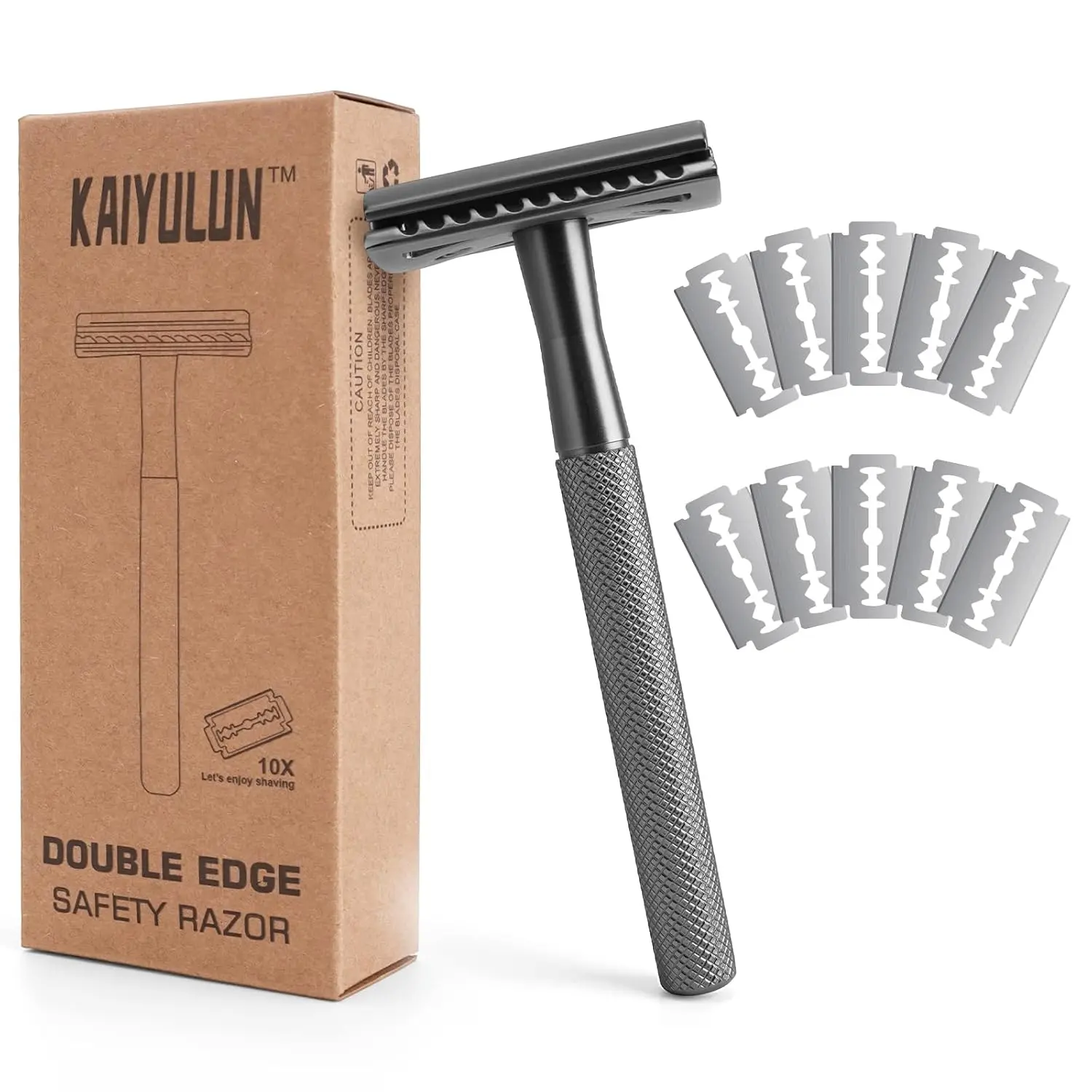 Safety Razor for Men & Women - Double Edge Single Blade Razor with 10 Blades, Reusable One Blade Razor for Close Shave (Mens & Womens Razor, Eco-Friendly)-Black