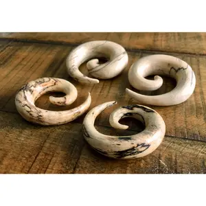 PAIR of Unique Organic Tamarind Wood Spiral Tapers - Gauges 4g (5mm) up to 3/4" (19mm)