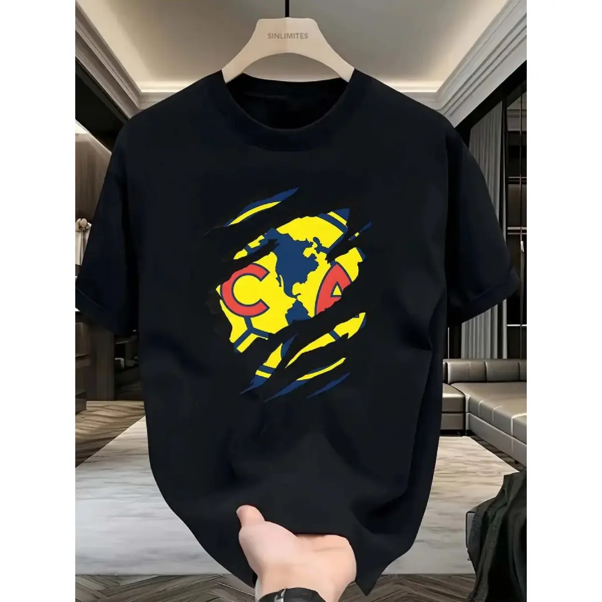 American club-themed short-sleeved crew neck T-shirt, men's vintage short-sleeved crew neck T-shirt, stylish hip-hop vest, printed pattern, suitable for spring, summer, and autumn, soft cotton material, enjoy Easter discounts.