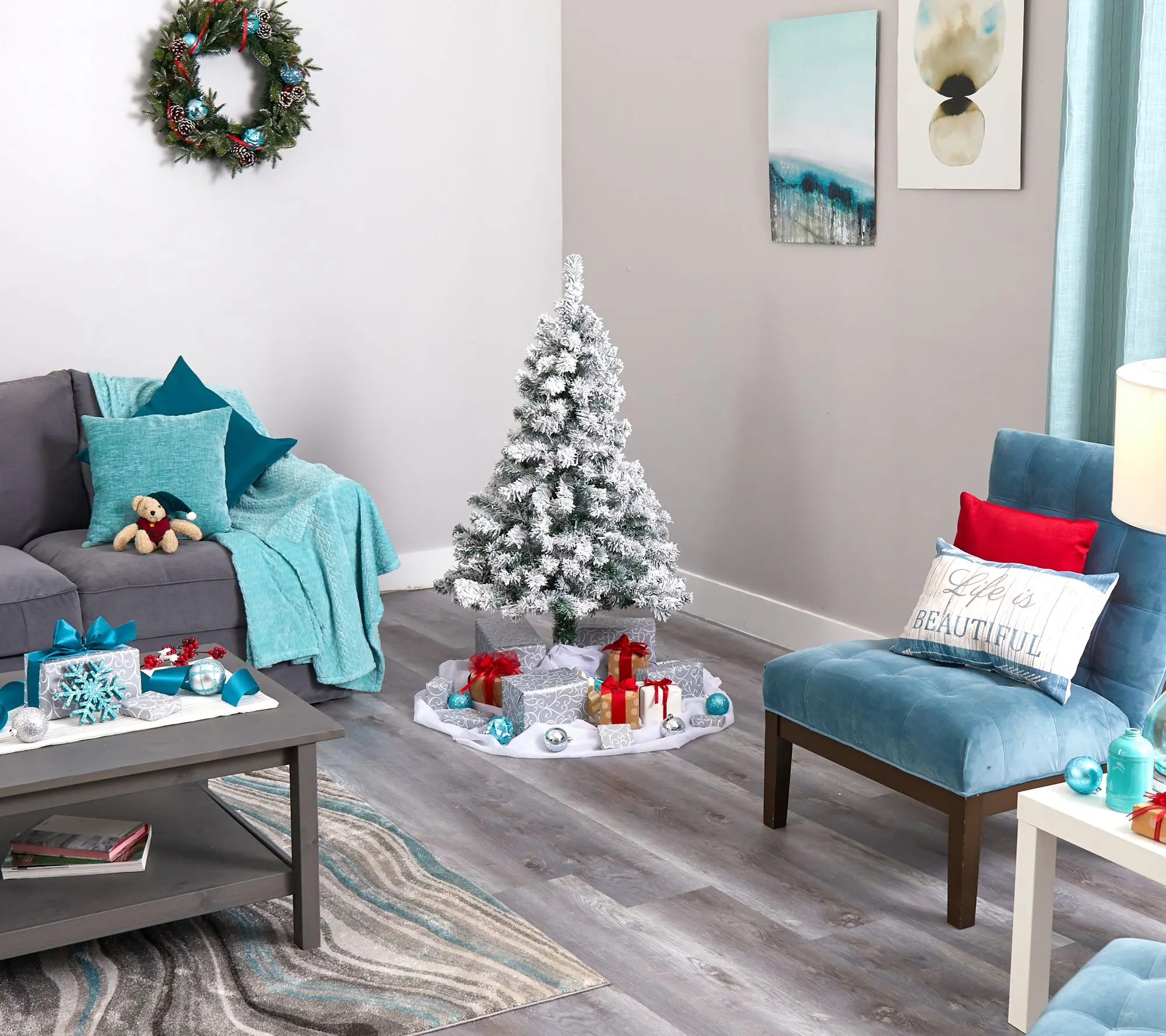 Nearly Natural 4-ft Flocked Rock Springs Christmas Tree Nearly Natural 4-ft Flocked Rock Springs Christmas Tree