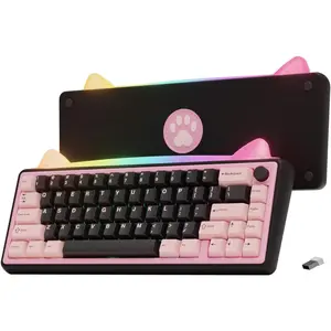 Chilkey Foxy65 Mechanical Keyboard with Knob, Gasket Mount 65%   Mechanical Keyboard, BT5.0/2.4GHz/USB-C, Hot Swappable, RGB Backlit  Custom Key Board for PC