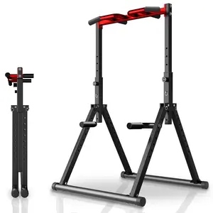 Power Tower Pull Up Dip Station Foldable  Bar Adjustable Multi-function Home Gym Strength Fitness Equipment Triangular Design For Outdoor