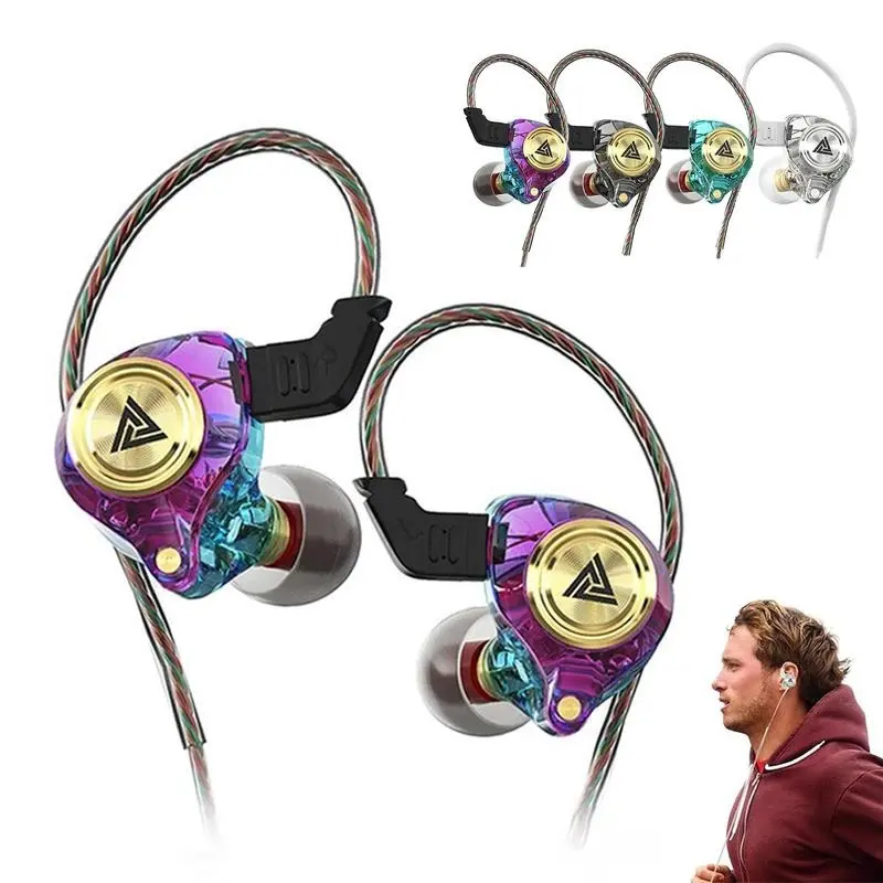QKZ AK3 Wired In-Ear Headphones with Mic - 3.5mm Jack, HiFi Subwoofer, Noise Cancelling, 8D Stereo, Heavy Bass, Durable In-Ear Monitor, Portable Waterproof Earbuds, Wired Cable for Gaming Sport, Game Console Use
