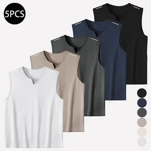 Men’s solid-color tank top—loose, casual, comfortable, classic crew neck sleeveless shirt suitable for summer wear; a great choice for everyday outfits with a relaxed fit.