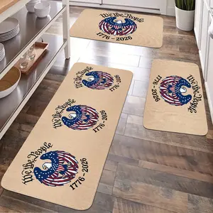 JIT 1/2/3 pcs of flannel simple Memorial Day and Independence Day (July 4th) bald eagle carpet for multi-scenario use as a decorative carpet. Kitchen carpet set, flannel washable bedside soft carpet, suitable for use in kitchens, bedrooms, etc.