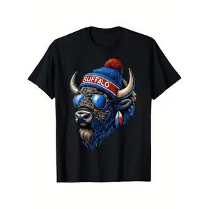 Summer t Shirts buffalo lovers t shirt for men women 100 soft breathable casual black crew neck with colorful illustration short sleeve gifts summer tshirt crew neck shirt soft texture tee black -1