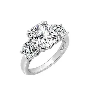 Radiance by Absolute™ 9.34ctw Emerald-Cut and Round 3-Stone Ring